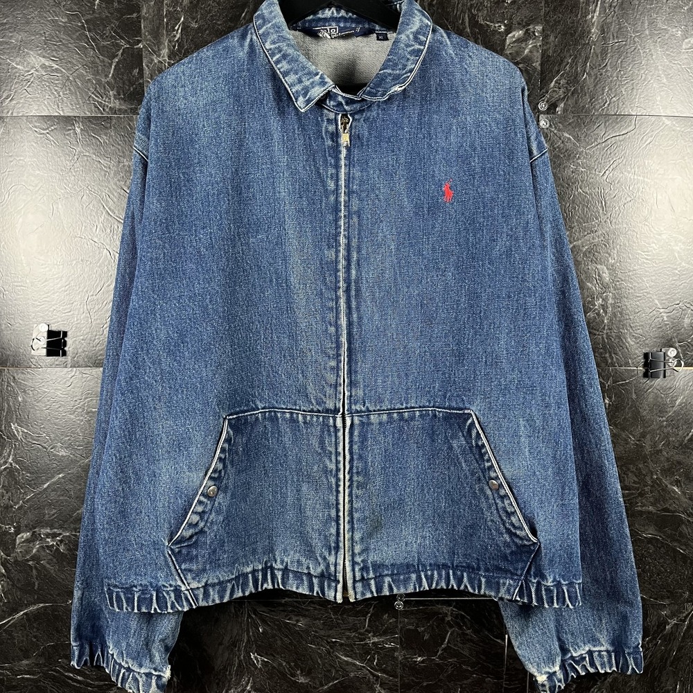 Polo Ralph Lauren Men's Blue Vtg Denim Harrington Jacket XL